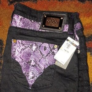 COOGI Women's Black Jeans with Purple Accents